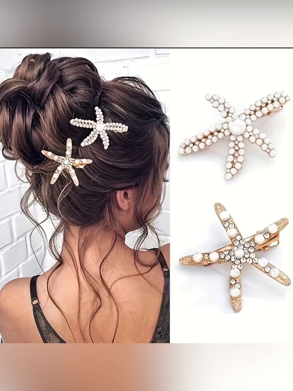 🐚 Bridal Pearl Starfish Hair Pin Elegant Ocean-Inspired Wedding Hair Clip